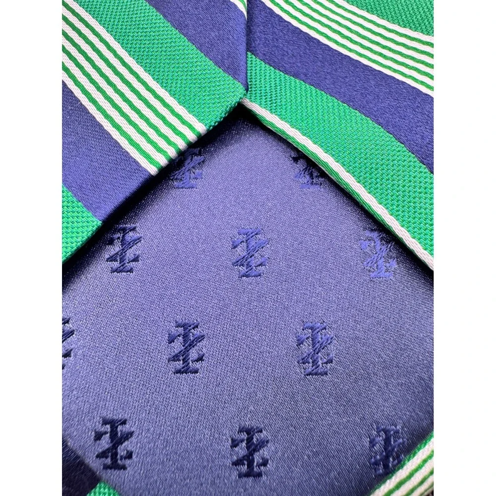 IZOD Necktie Green Blue White‎ Striped Silk Classic Business Men's Tie
